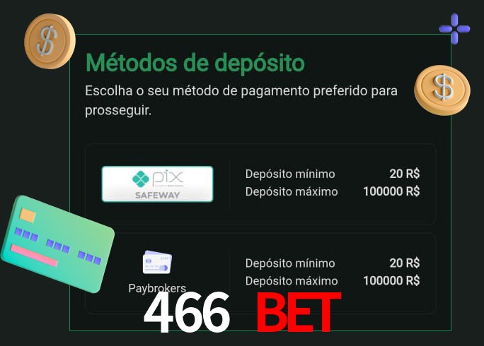 O cassino 466 bet oferece uma grande variedade de métodos de pagamento